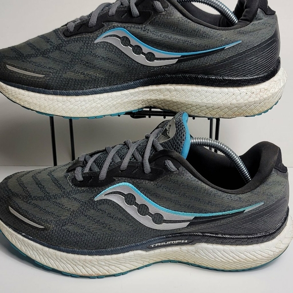 Saucony Triumph 19 Athletic Running Shoes Gray Blue Men’s Size 11 - Picture 5 of 8
